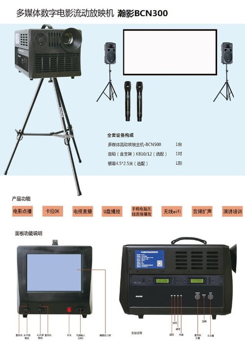 【小型家庭个人房车旅行便携汽车影院放映机设备内置fm音频发射】- 